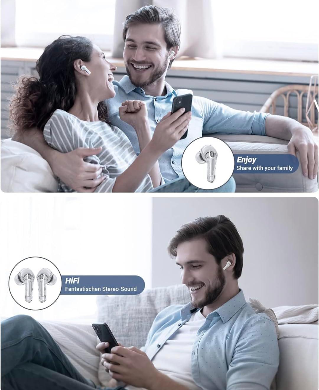 Wireless Earphones Bluetooth LED Power Display